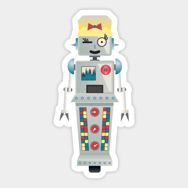 Lady Robot Sticker by TShirtGuy2267